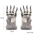 Graue Plüsch Monsterklauen Handschuhe mit schwarzen Nägeln für Halloween Cosplay Kostüme - Einheitsgröße / Grau