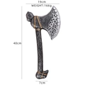 Ascia da cosplay in PU con lama argentata e scultura a testa di lupo, 40 cm - Stile Gufo Vichingo (PN18AL010)