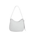 Minimalistische witte halfronde onderarmtas met ritssluiting en matte lederen look - Wit
