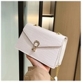Chic white crocodile pattern small square bag with golden chain strap for women - White