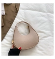 Chic beige felt crescent shoulder bag with golden hardware on a soft fabric background - Felt Smooth / Khaki