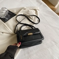 Classic black leather mini square bag with gold hardware and top handle for women - Black