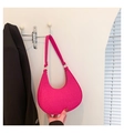 Rose red crescent underarm bag featuring a textured crocodile pattern leather finish - Red