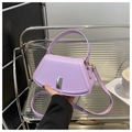 Detail of purple crossbody bag with silver buckle and adjustable shoulder strap - Purple