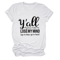 Detail of white cotton T-shirt featuring black printed slogan with round neckline - White (Black Font)