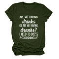 Flat lay of olive green crew neck T-shirt featuring white humorous quote print - Army Green (White Font)