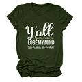 Detail of dark green cotton T-shirt featuring white lyric print and rolled-up sleeves - Army Green (White Font)
