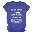 Detail of soft purple heather fabric with humorous drinking quote graphic print - Retro Blue (White Font)