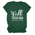 Detail of dark green cotton T-shirt featuring rolled cuffs and white slogan print - Retro Green (White Font)
