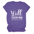 Détail du t-shirt violet chiné avec impression de lettres blanches et texture en coton - Violet (Police Blanche)