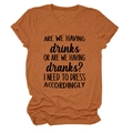 Detail of rust orange crew neck t-shirt with funny quote print and knit texture - Burnt Orange (Black Font)