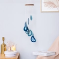 Carillon à vent en tranches d'agate bleue avec support en bois pour décor intérieur - Carillon en Pin de Tranche d'Agate Bleue