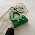 Mini green crossbody bag with rhinestone bow and adjustable shoulder strap - Green
