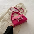 Fuchsiafarbene Handtasche aus Leder mit Kristal-Schleife und Plissee-Griff auf Blazer - Fuchsia