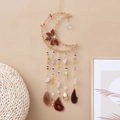 Bohemian moon suncatcher with red crystals, agate slices and copper wire wall hanging - Woven Wire Lotus