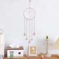 Attrape-rêve lune Arbre de Vie rose avec pendentifs en pierres de cristal naturel brut - Pierre Brute de Doux Temps