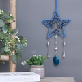 Blue star-shaped Tree of Life handmade wall hanging with natural crystals and agate - Blue Crystal Star Agate