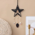 Bohemian star dream catcher wall decor with tree of life obsidian and hanging crystals - Black Crystal Star Agate