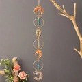 7 Chakra Tree of Life wall hanging with colorful raw stones and gold metal frame - Seven Rings Agate Life Tree