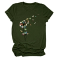Detail of army green t-shirt featuring a creative dandelion print made of books - Army Green (Book Dandelion Print)