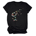 Close-up of dandelion art print made of flying books on black cotton T-shirt - Black (Book Dandelion Print)