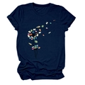 Detail of artistic dandelion print made of colorful books on navy blue cotton T-shirt - Navy Blue (Book Dandelion Print)