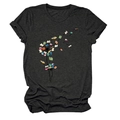 Detail of creative dandelion book print on dark grey crew neck cotton blend t-shirt - Marl Grey (Book Dandelion Print)