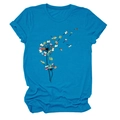 Detail of creative dandelion illustration made of books on sky blue crewneck t-shirt - Lake Blue (Book Dandelion Print)