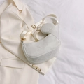 Sac à bandoulière en velours côtelé beige minimaliste avec petit porte-monnaie - Blanc