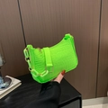 Neon green crocodile pattern crossbody bag with decorative thick chain strap for women - Light Green