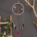 Decorazione da parete Albero della Vita con fette di agata colorate e cristalli viola - Agata a 7 Chakra Foglia di Loto Viola