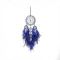 Acchiappasogni Albero della Vita blu con piume e perline per decorazione - Piuma Stellata Blu