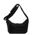 Minimalist black crescent hobo tote bag with wide strap for stylish daily commuting - Black
