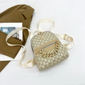 Beige Mini-Rucksack mit M-Buchstaben-Monogramm und goldener Kette als Reißverschluss-Detail - Khaki