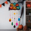 Carillon citrouille d'Halloween avec pierres d'agate colorées et pendentifs fantômes - Acrylique Nuage Citrouille