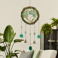 Handmade Tree of Life wall hanging with green agate slices and crystal beads decoration - Rattan Heart With You (Green)