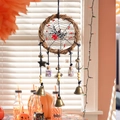 Acchiappasogni di Halloween in rattan con ragnatela e ciondoli decorativi - Campanello a Forma di Ragno in Rattan
