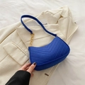 Klein blue shoulder bag with V-shaped quilting and golden metal chain detail - Klein Blue