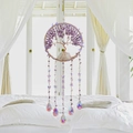 Purple amethyst Tree of Life dream catcher with iridescent teardrop crystal pendants - Manyu Star Crystal Purple