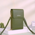 Détails du sac de téléphone vert foncé avec texture grainée et fermetures éclair dorées - Vert Foncé