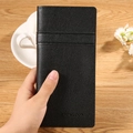 Portafoglio lungo in pelle nera a grana litchi con design business elegante e minimalista - Nero