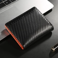 Portefeuille RFID en fibre de carbone pour hommes avec intérieur orange vif - Orange