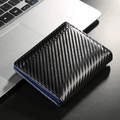 Portefeuille RFID en fibre de carbone pour hommes avec intérieur bleu contrasté - Bleu