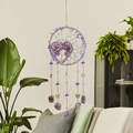 Μωβ ονειροπαγίδα δέντρο της ζωής boho διακόσμηση τοίχου με κρύσταλλα και μανιτάρια - Καρδιά Σε Άνθιση Μωβ