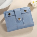 Kleines blaues Faltportemonnaie aus PU-Leder mit Narbung und goldenem Druckknopf - Blau