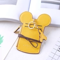 Mini yellow cartoon mouse ear card holder with gold zipper and lanyard for women - Yellow
