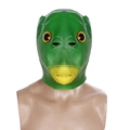 Divertente maschera da pesce verde in lattice con grandi occhi gialli per cosplay e feste - Testa Di Pesce Verde Scuro / verde scuro