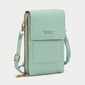 Petit sac bandoulière multifonctionnel pour téléphone en vert menthe et similicuir - Vert clair
