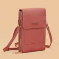 Petit sac bandoulière rose pour téléphone avec double fermeture éclair et texture - Rose foncé