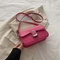 Chic rose pink quilted crossbody bag with silver U-shaped buckle for women - Rose Pink